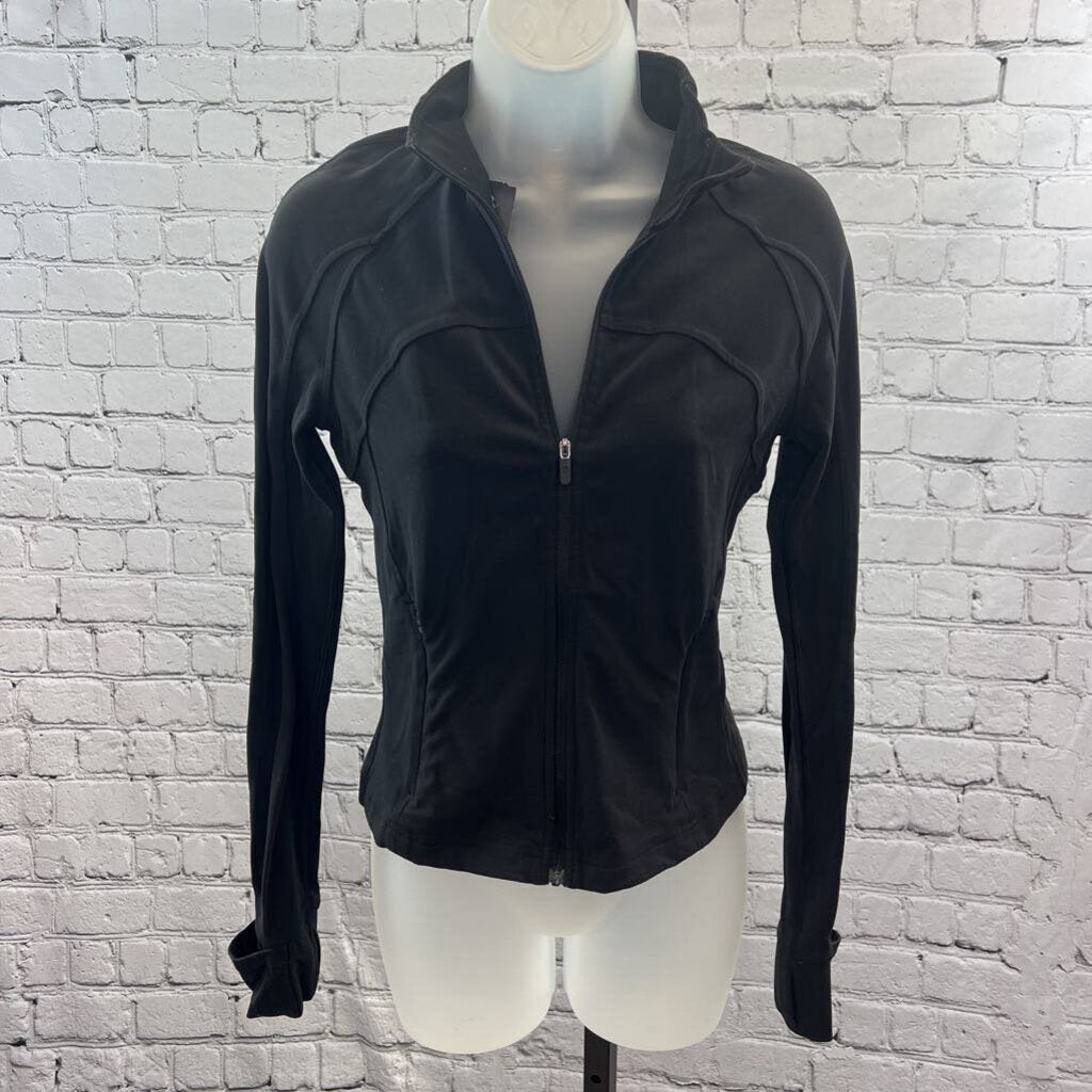 Lululemon Cropped Zip Up Long Sleeve Knit Jacket Women's Size 6 Black