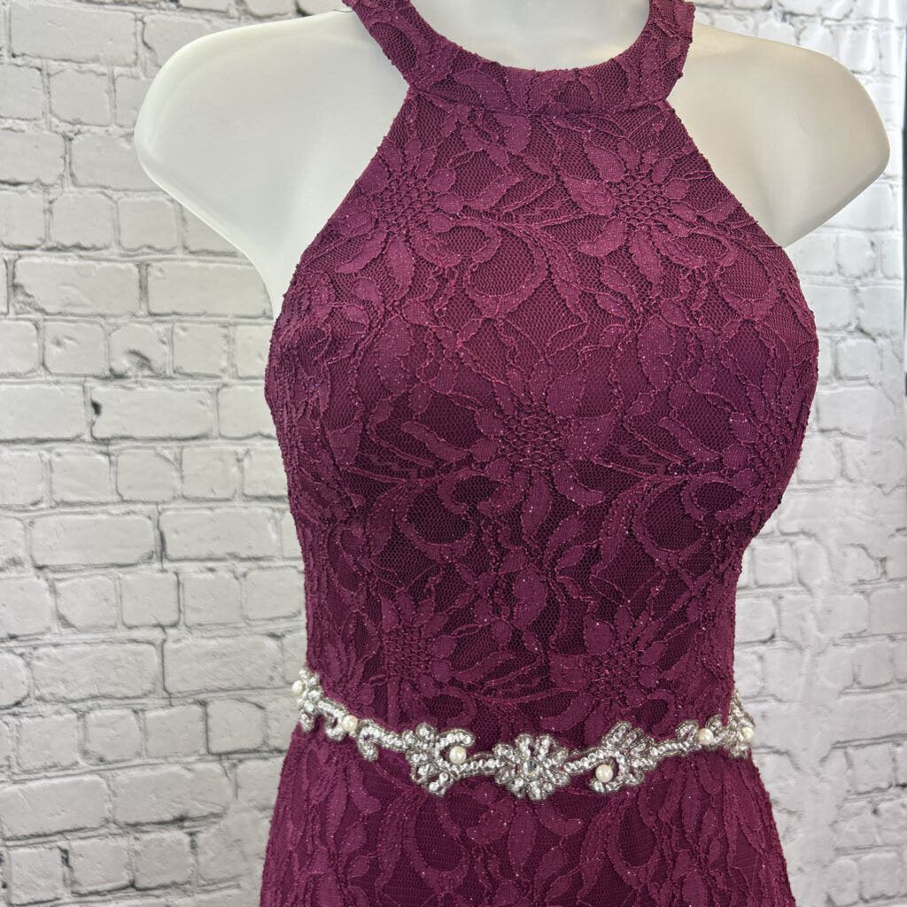 Maxi Floral Halter Lace Pearl Belt