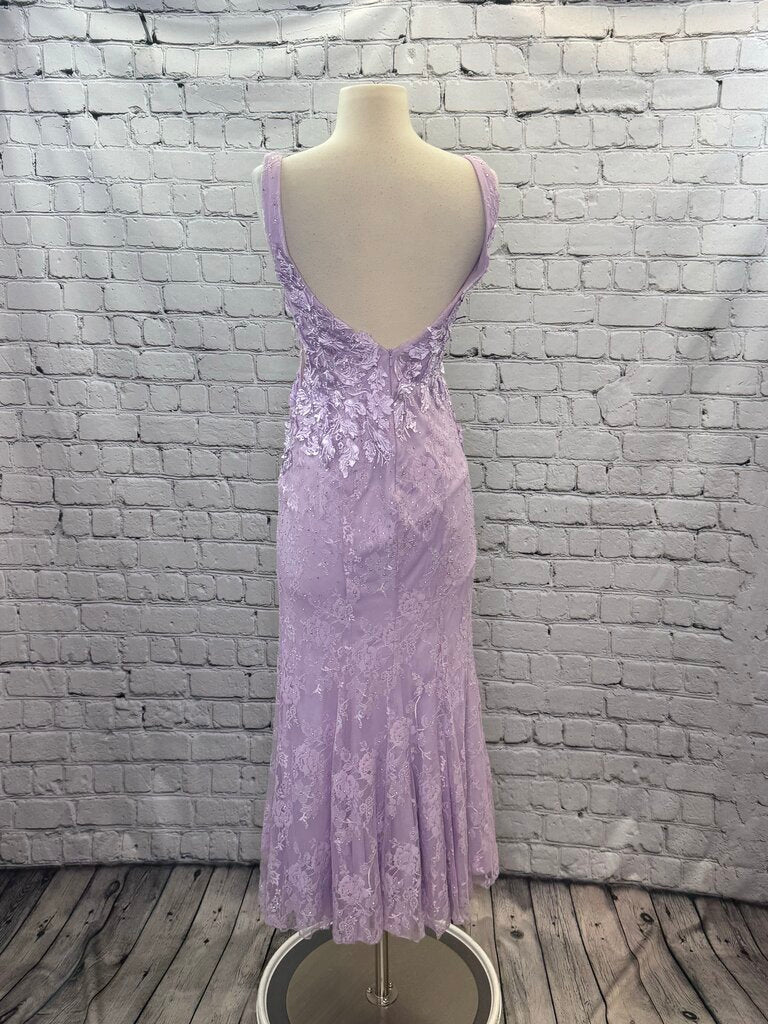 Hemmed Floral Applique Gown