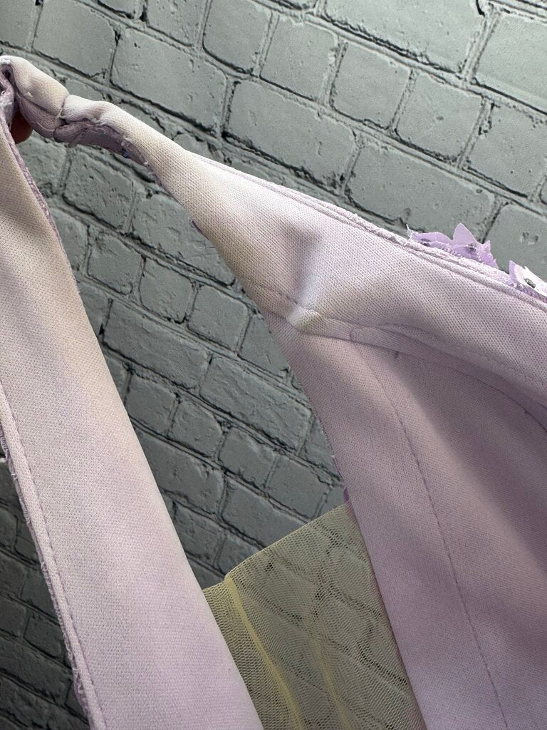 Hemmed Floral Applique Gown