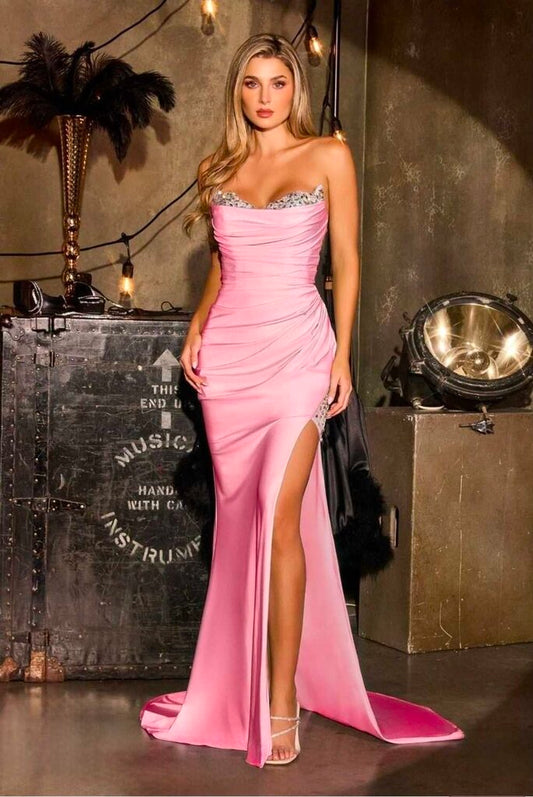 Fitted satin gown