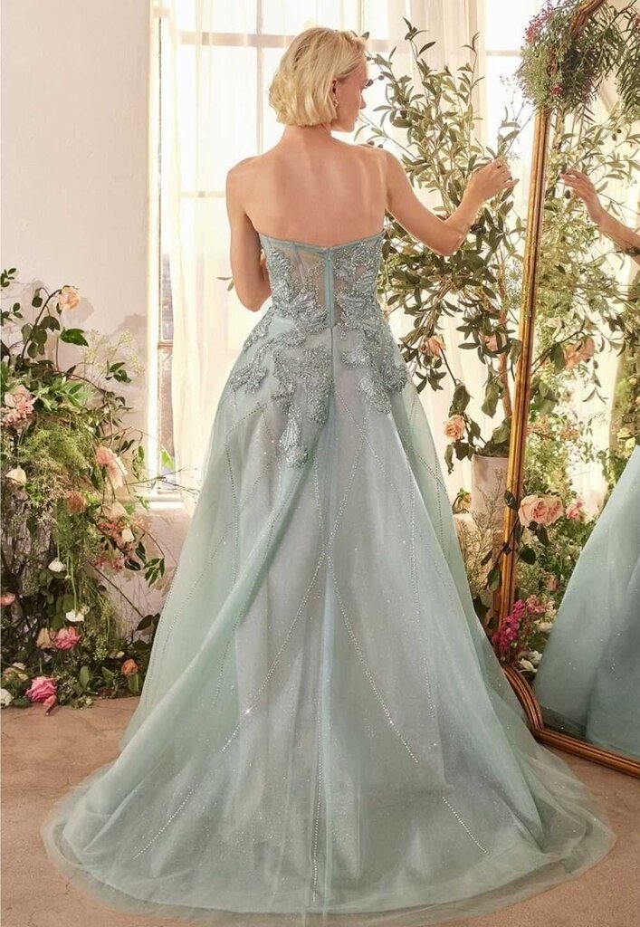Beaded Applique Sweetheart Evening Gown