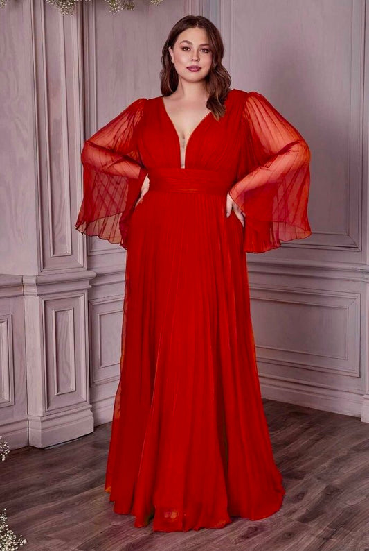 LONG SLEEVE CHIFFON GOWN