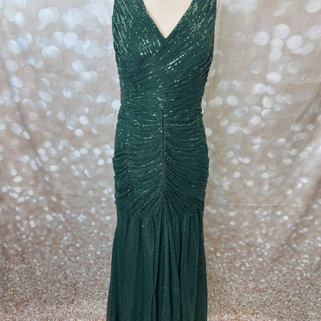 Long Ruched Sequin Dress