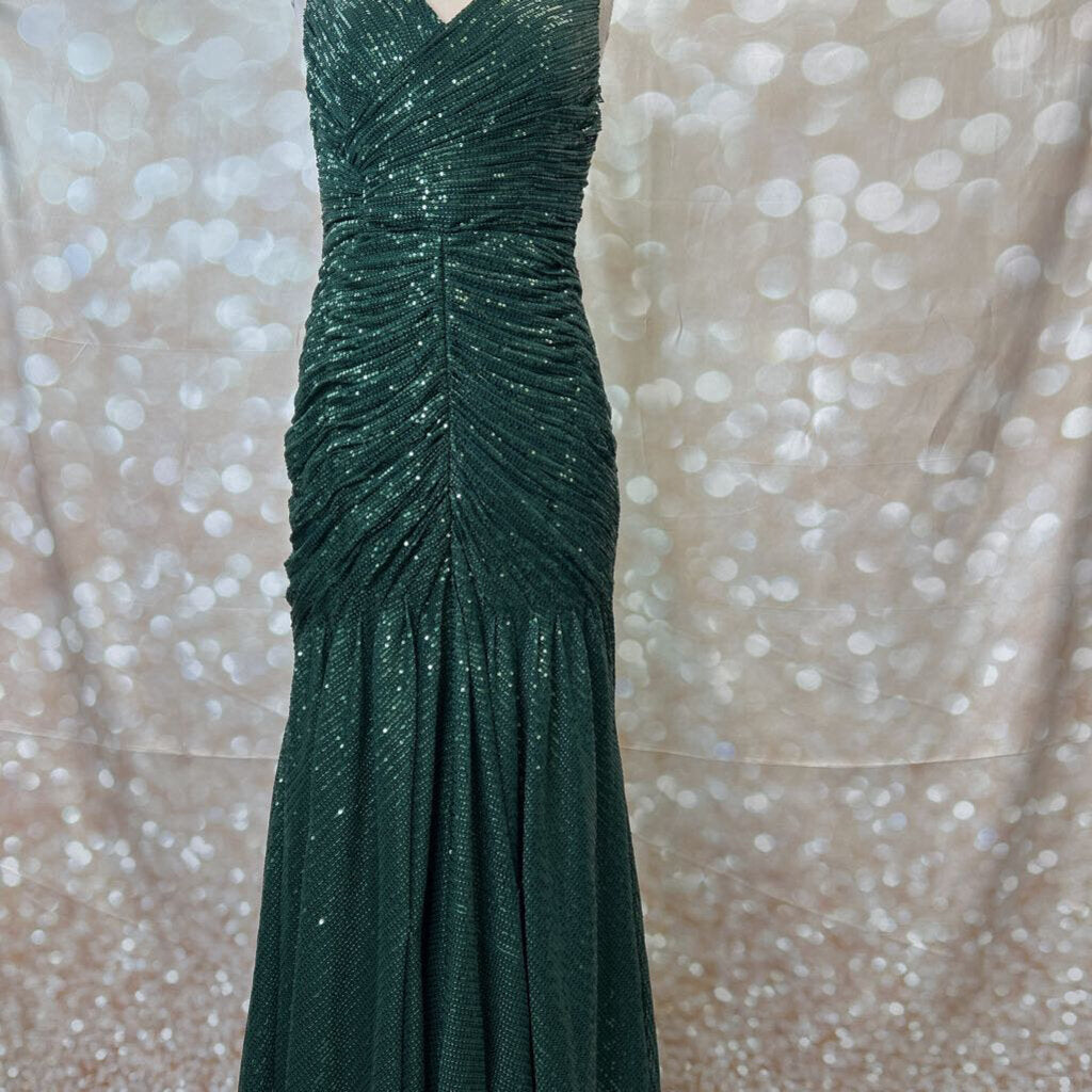 Long Ruched Sequin Dress