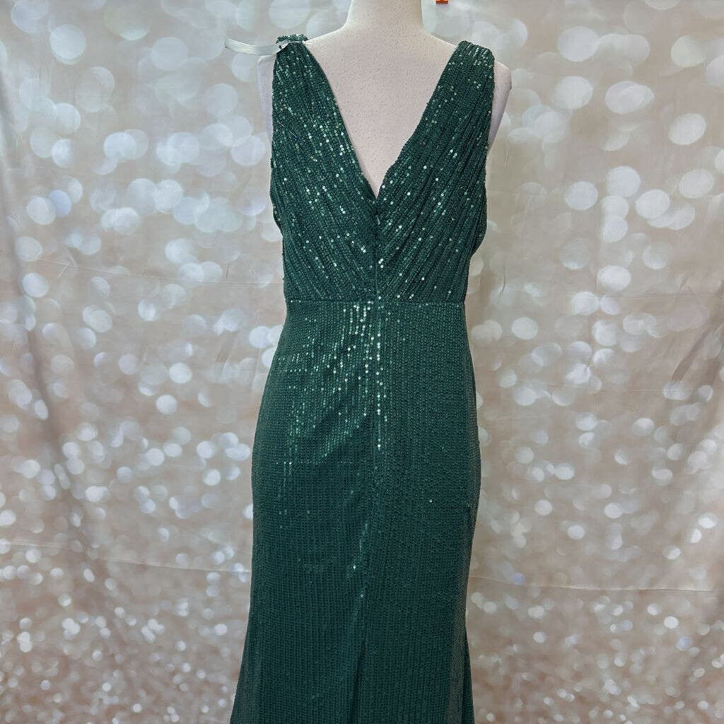 Long Ruched Sequin Dress