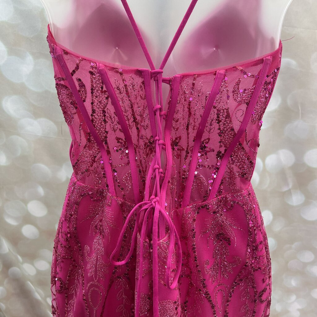 Ladivine Fuchsia Pink Sequin Mermaid Gown Size 6 PROM