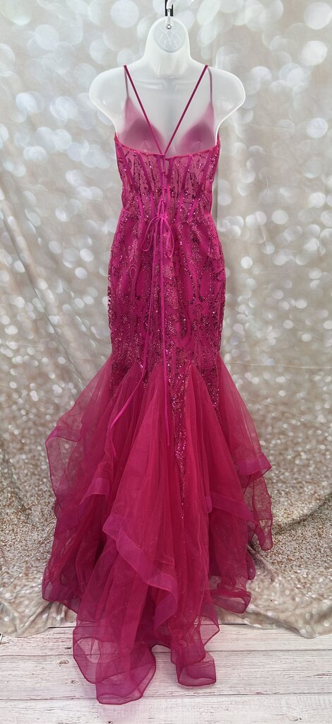 Ladivine Fuchsia Pink Sequin Mermaid Gown Size 6 PROM