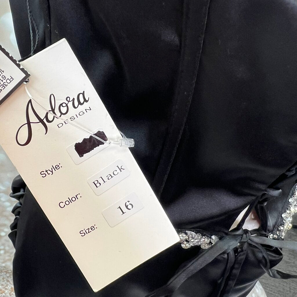 Adora Design NWT W/ Flaws Black Jeweled Prom Dress Women's Size 16