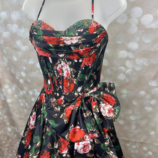 A-Line Satin Flower Print