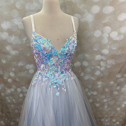 3-D Butterfly Sheer Corset A-Line Dress