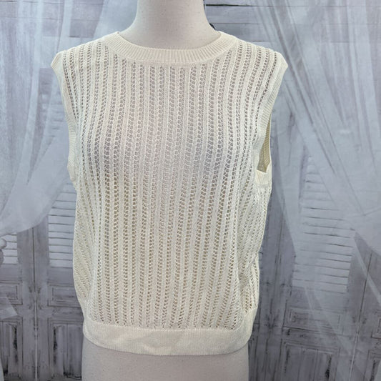 Uniqlo NWT Open Weave Sleeveless Sweater Cream Women's Size L