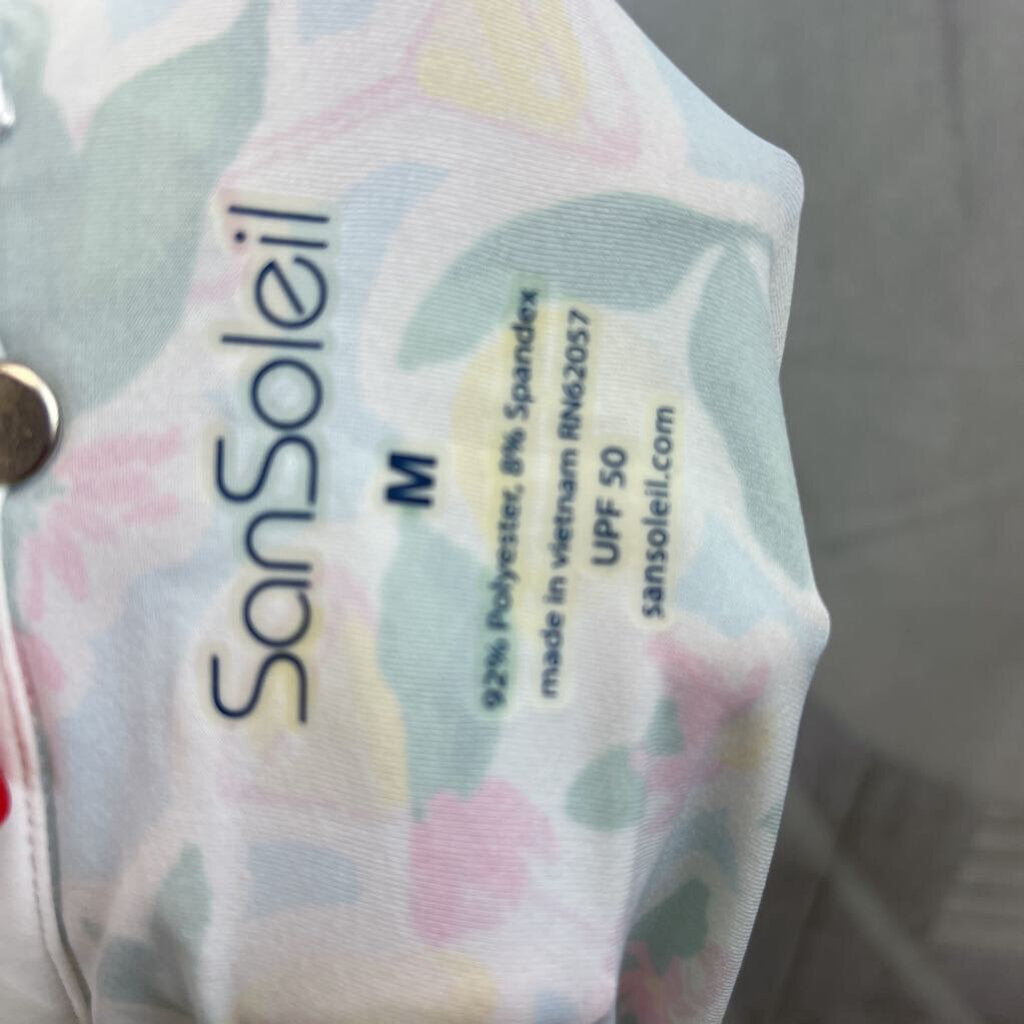 SanSoleil Lemon Martini Print 1/4 Zip UV Cooling Sporting Golf Shirt Women's Size M