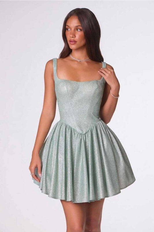 Sculpted bodice fit-and-flare mini dress