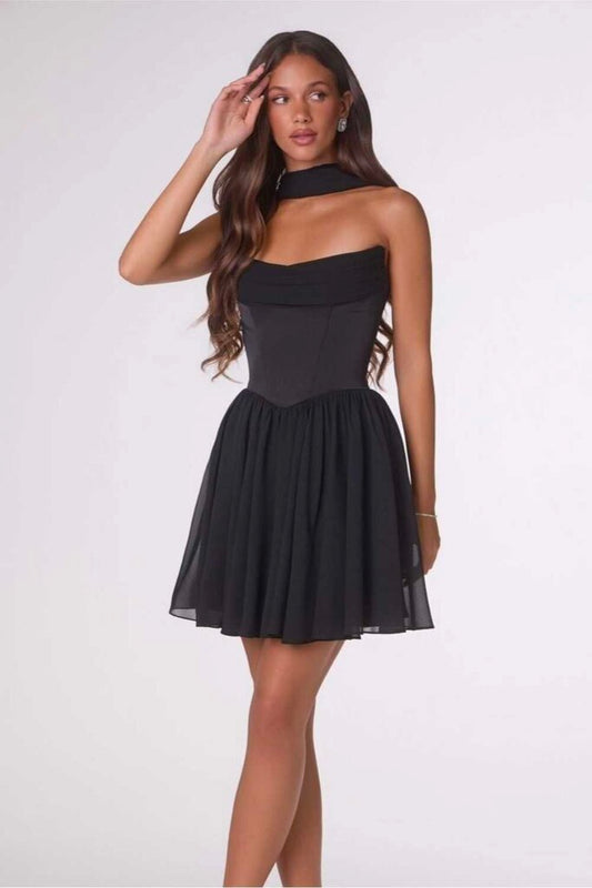 Chiffon fit-and-flare mini dress