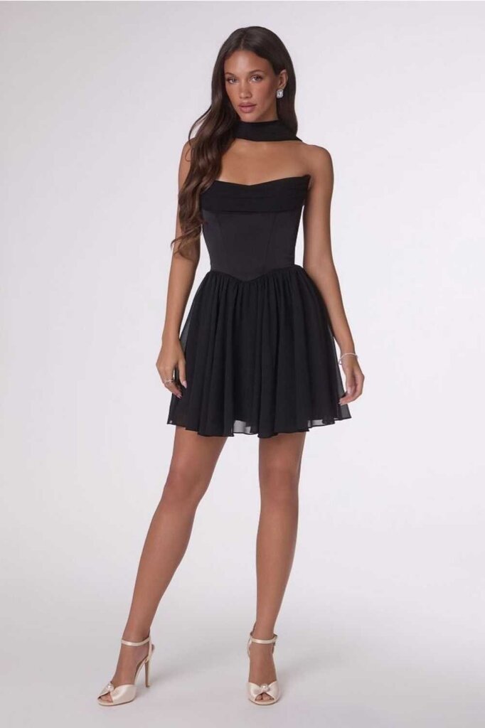 Chiffon fit-and-flare mini dress