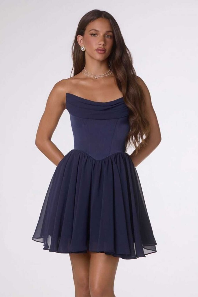 Chiffon fit-and-flare mini dress