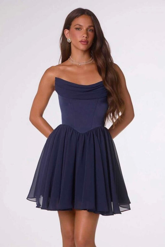 Chiffon fit-and-flare mini dress