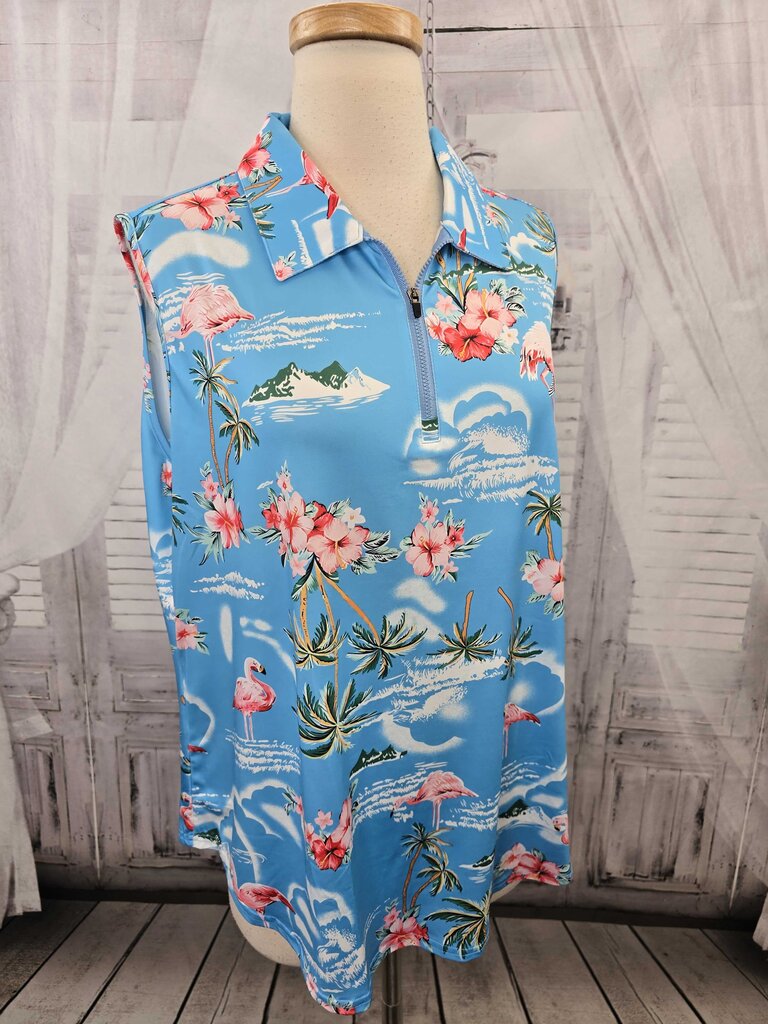 NWT Flamingo GOLF Polo Zip Tank
