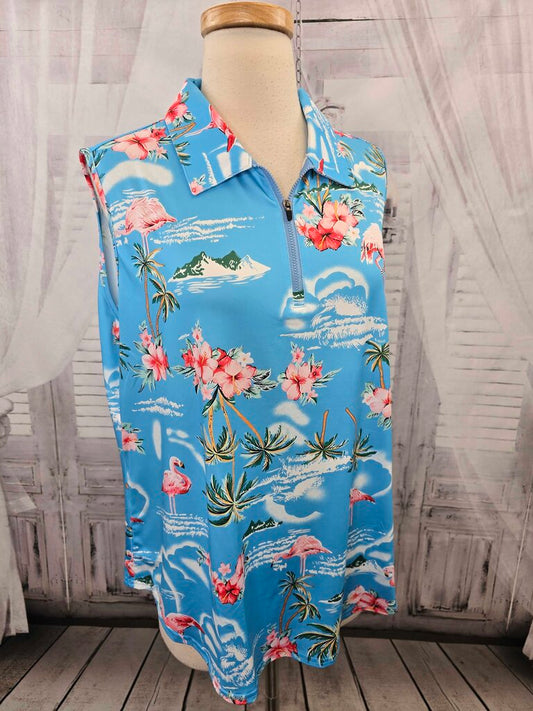 NWT Flamingo GOLF Polo Zip Tank
