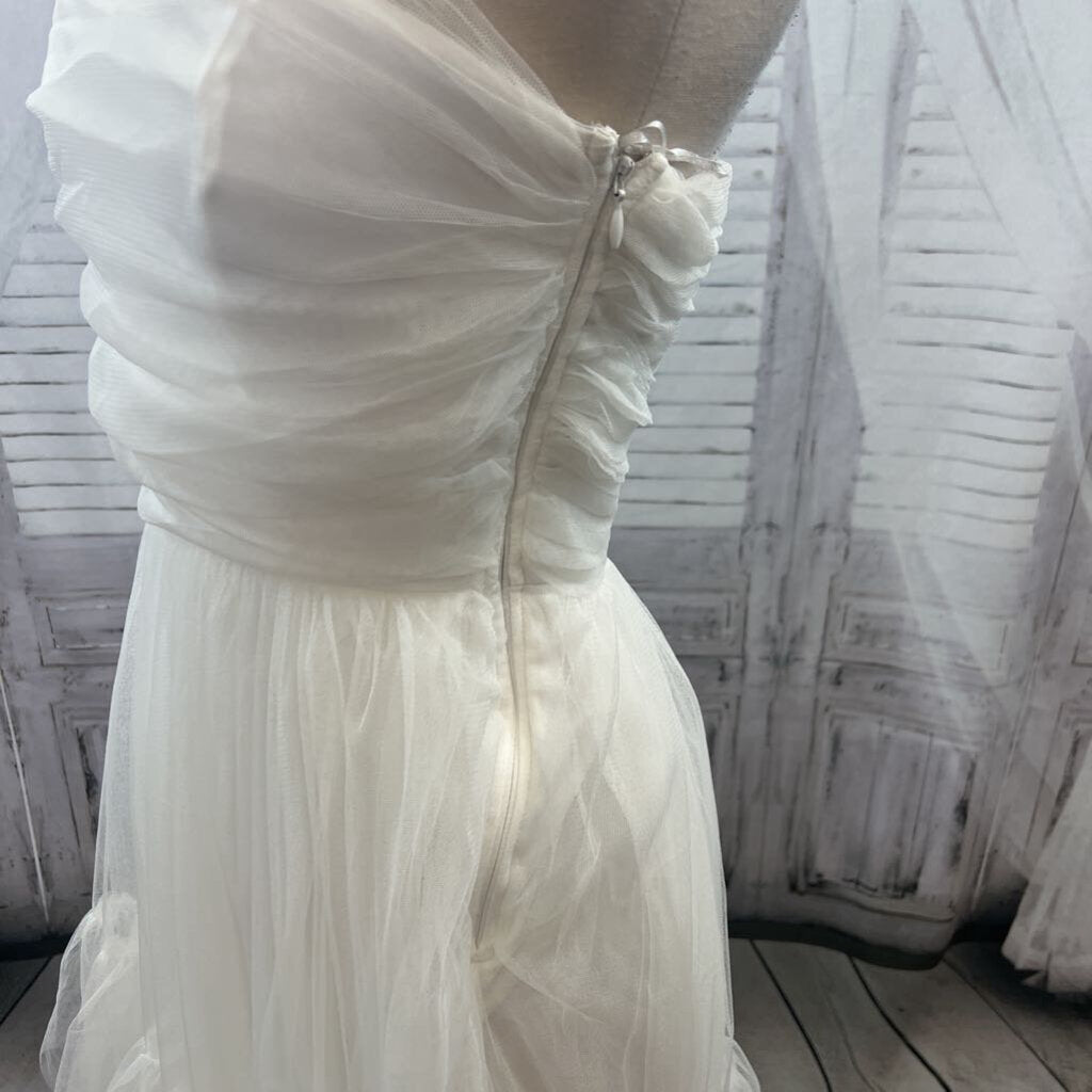 LUXXEL White Mesh Strapless Dress NWT Women's Size Small