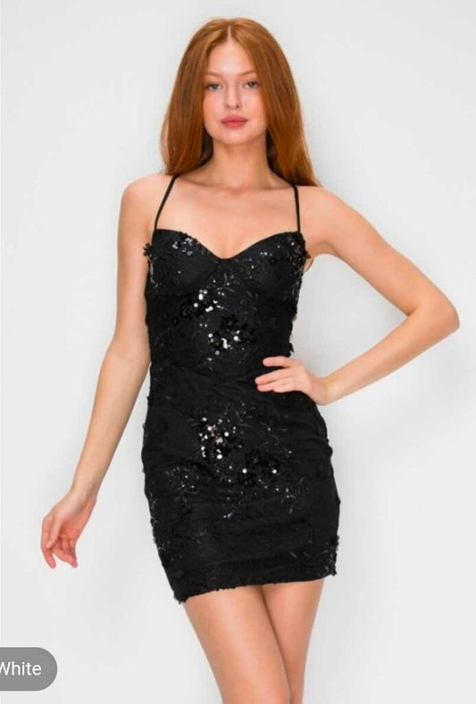 Floral Appliqué Corset Mini