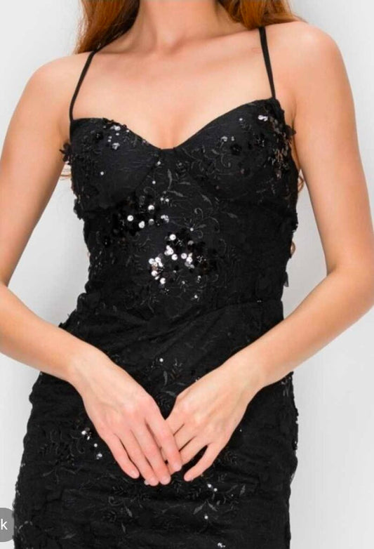 Floral Appliqué Corset Mini