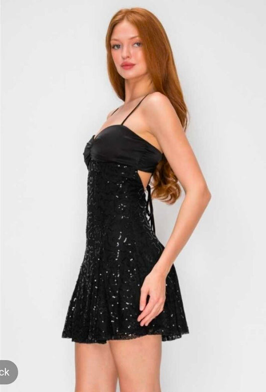 Sequin Lace Fit And Flare Mini