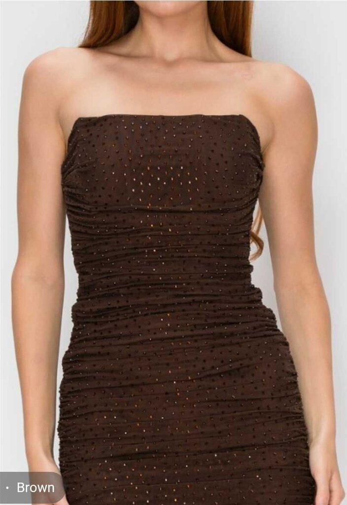 Rhinestoned Power Mesh Cut Out Mini