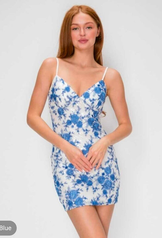 Embroidered Chiffon Tie Back Mini