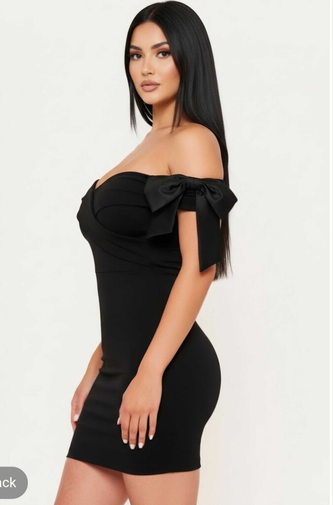 Satin Bow On Sleeve Off The Shoulder Mini Dress