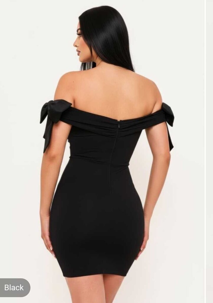 Satin Bow On Sleeve Off The Shoulder Mini Dress