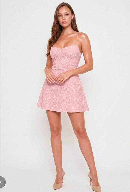 Fleur Faux Fur Tape Flare Mini Dress