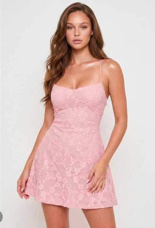 Fleur Faux Fur Tape Flare Mini Dress