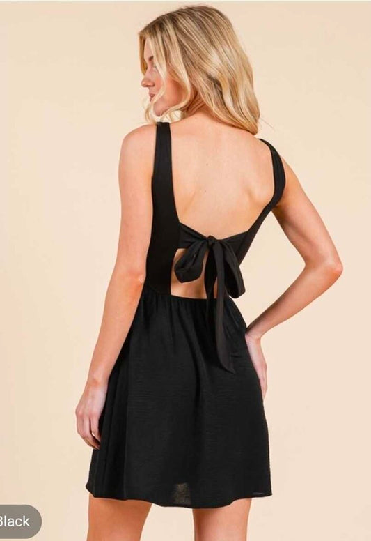 Backless Tie Mini Dress