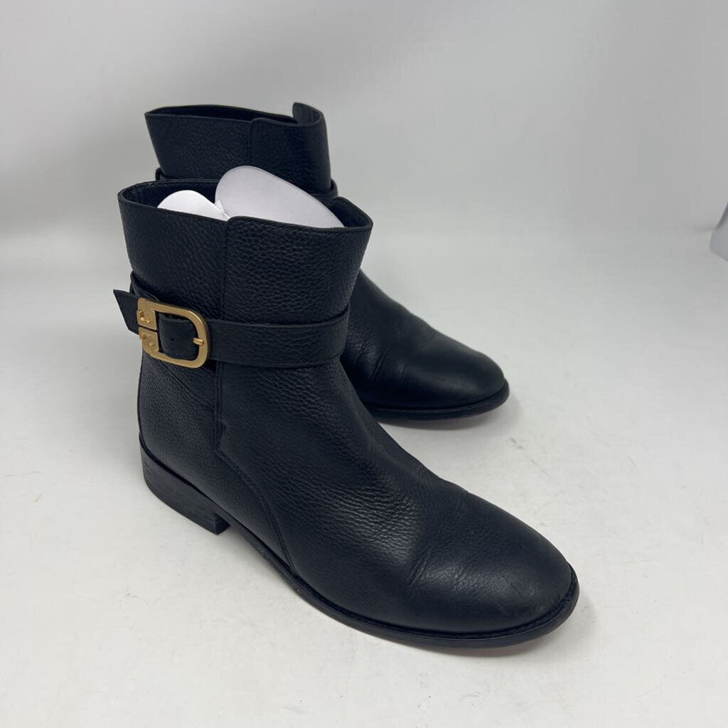 TORY BURCH Brooke Ankle Boots Black Tumbled Leather Women's Size 9M