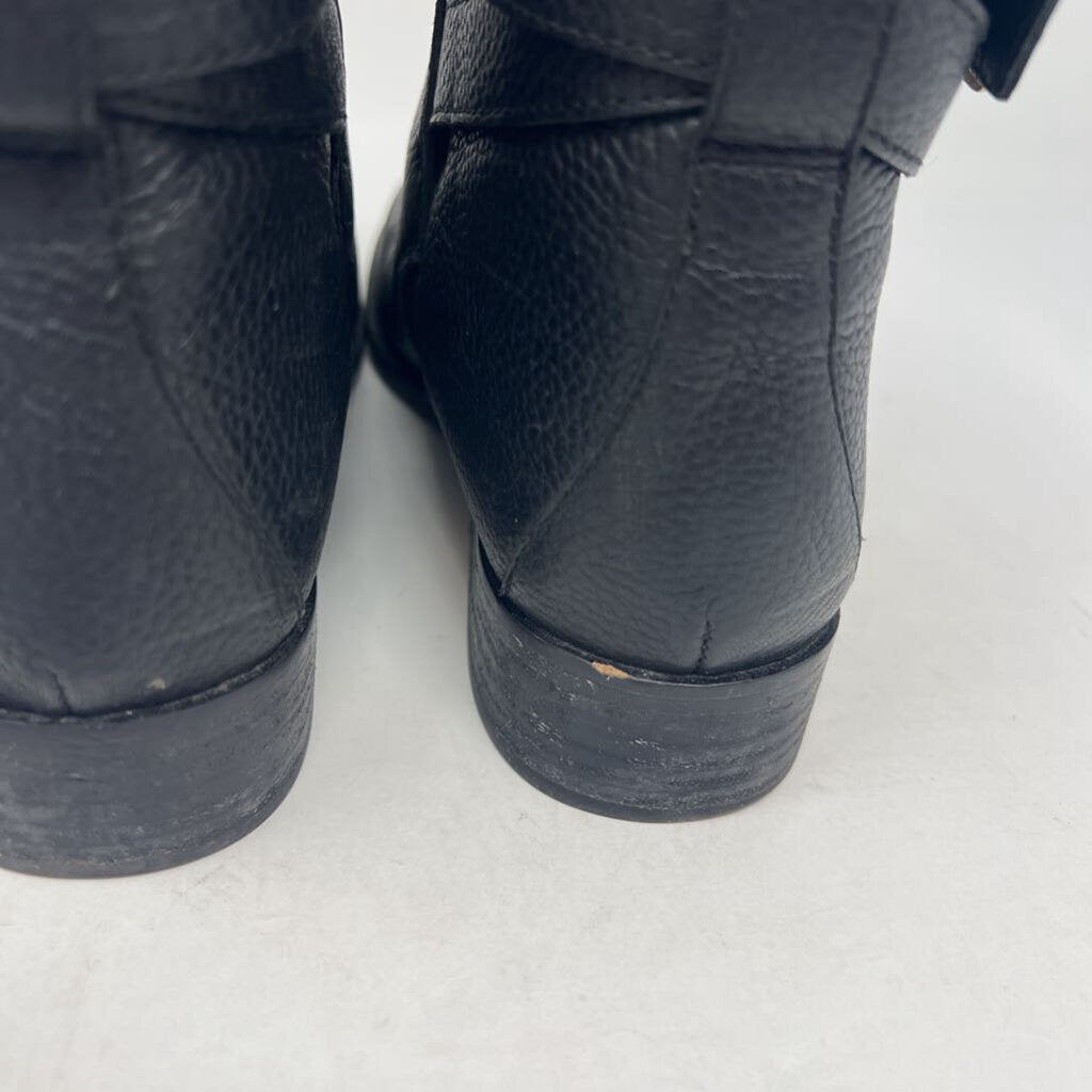 TORY BURCH Brooke Ankle Boots Black Tumbled Leather Women's Size 9M