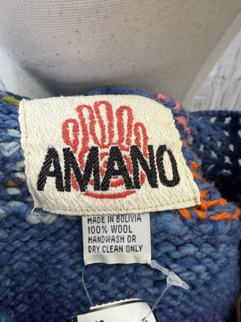 Vintage Amano Hand-Knit 100% Wool Cardigan