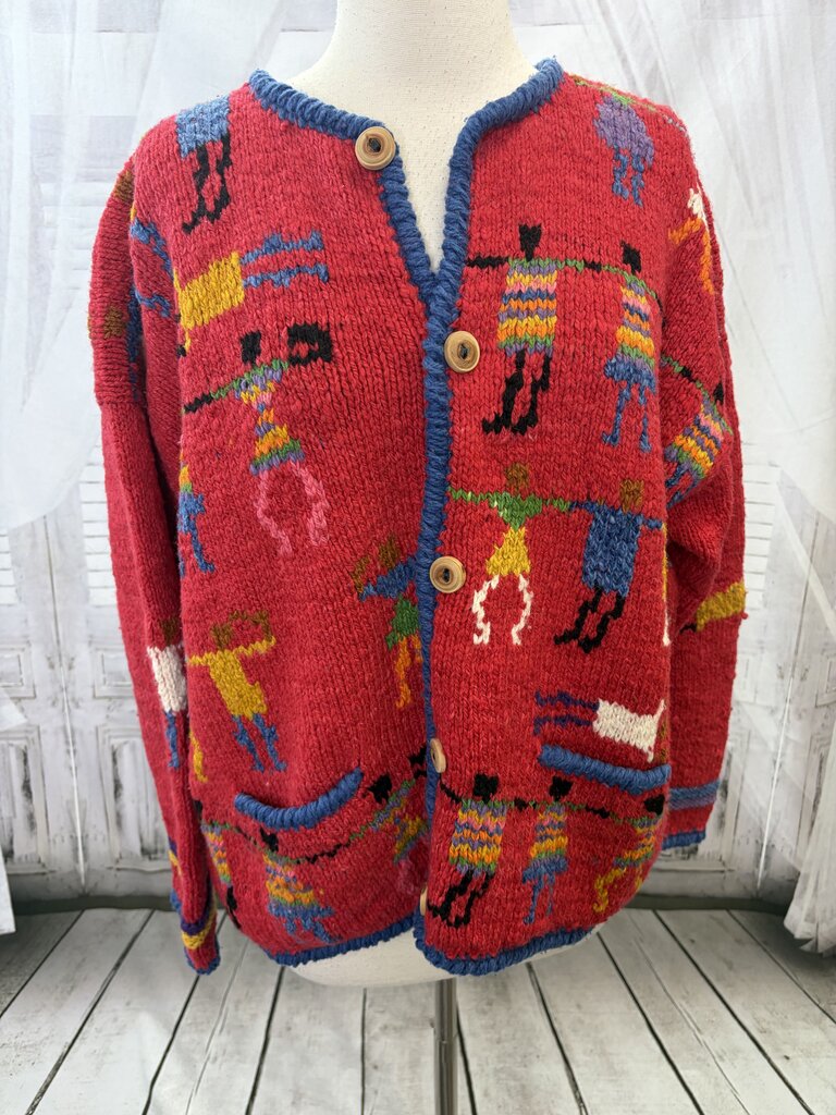 Vintage Amano Hand-Knit 100% Wool Cardigan