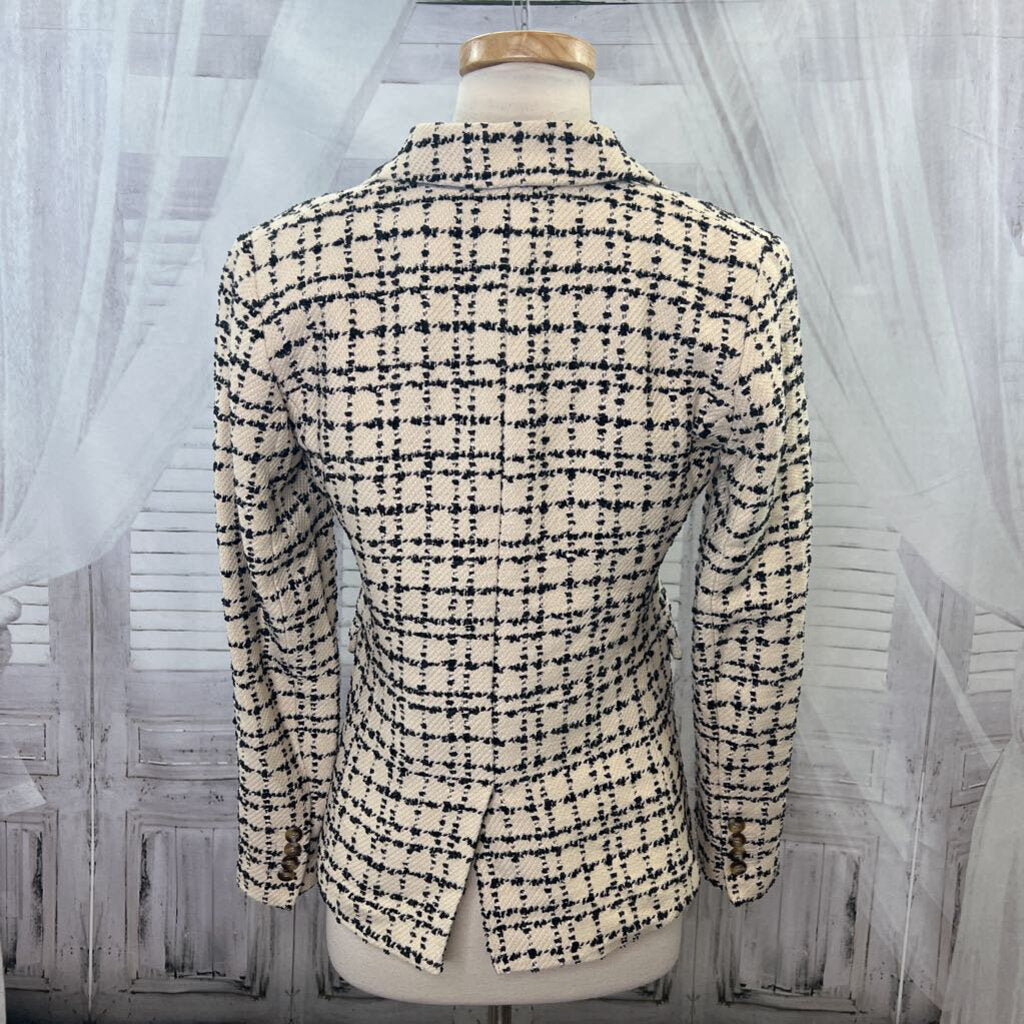 Ann Taylor Tan Plaid Blazer Women's Size 0 Office Work