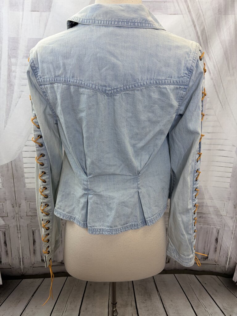 NWT Jean Button Lace Up Sleeve