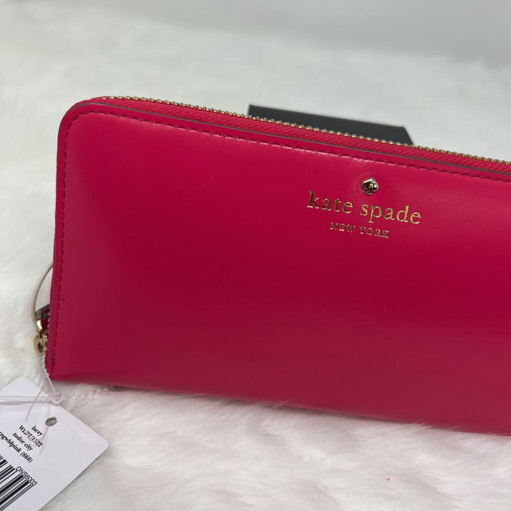 Kate Spade Lacey Zip Around Bright Pink Leather Wallet