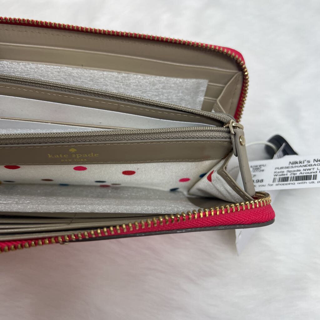 Kate Spade Lacey Zip Around Bright Pink Leather Wallet