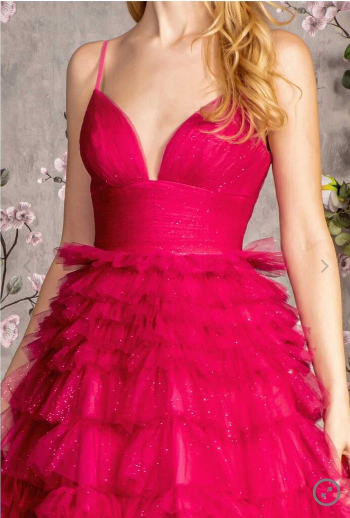 Glitter Sweetheart Ruffled Skirt Mesh A-line Long Dress