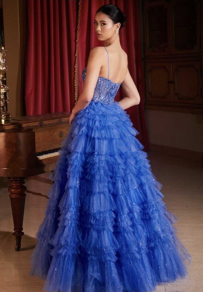 RUFFLED LAYERED BALL GOWN