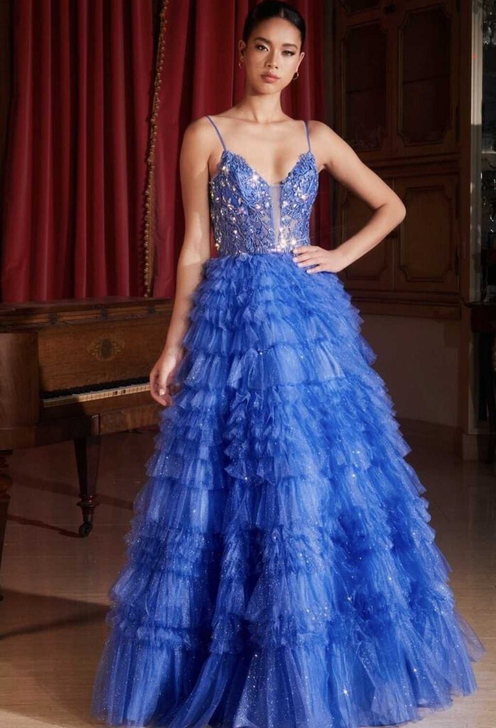 RUFFLED LAYERED BALL GOWN